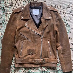 Understated Leather Lightweight Easy Rider Moto Jacket in Distressed Brown